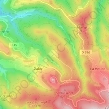 Mapa topográfico Rothenbuhl, altitud, relieve