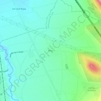 Mapa topográfico Texas, altitud, relieve