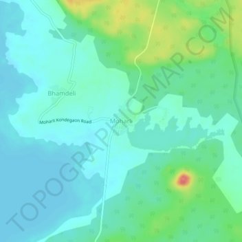 Mapa topográfico Moharli, altitud, relieve