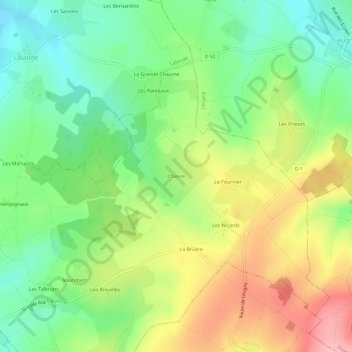 Mapa topográfico Chievre, altitud, relieve