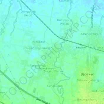 Mapa topográfico Gembongan, altitud, relieve