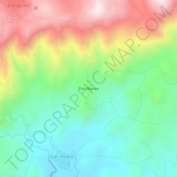 Mapa topográfico Palo Blanco, altitud, relieve