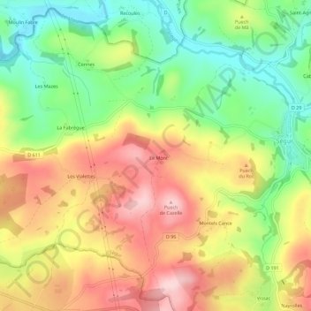 Mapa topográfico Le Mont, altitud, relieve