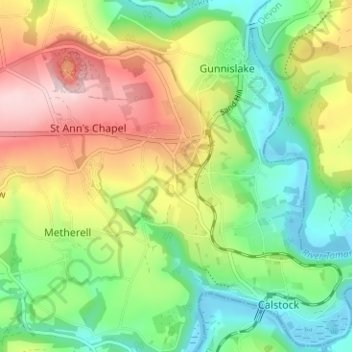 Mapa topográfico Albaston, altitud, relieve