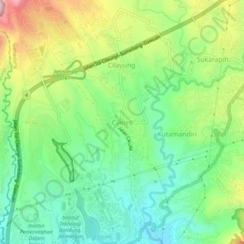 Mapa topográfico Cileles, altitud, relieve