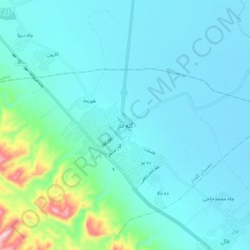 Mapa topográfico گله دار, altitud, relieve