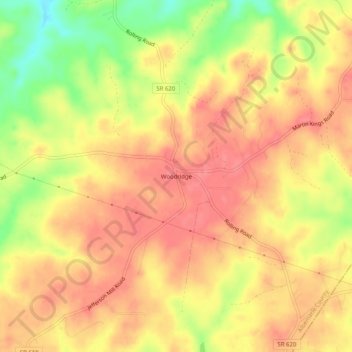 Mapa topográfico Woodridge, altitud, relieve