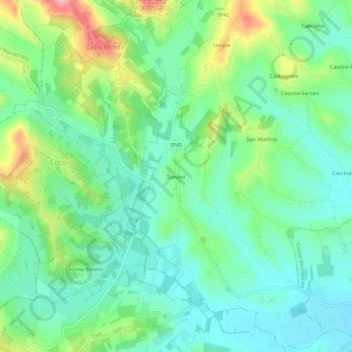 Mapa topográfico Stevani, altitud, relieve
