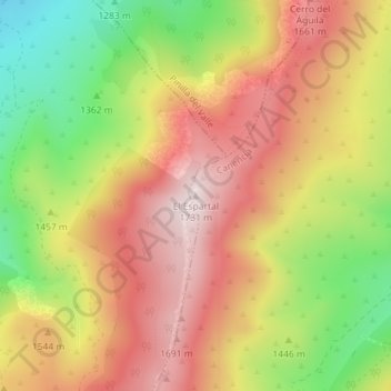 Mapa topográfico El Espartal, altitud, relieve