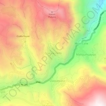 Mapa topográfico Ccaccaccollo, altitud, relieve