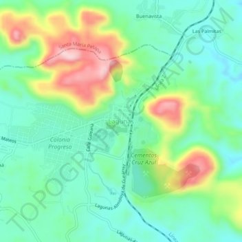 Mapa topográfico Lagunas, altitud, relieve
