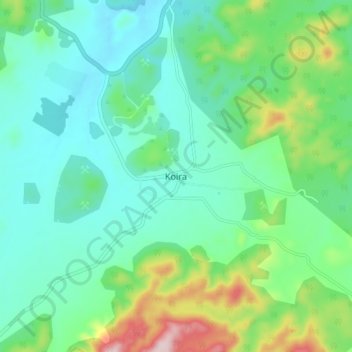 Mapa topográfico Koira, altitud, relieve
