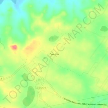 Mapa topográfico Caraúba, altitud, relieve