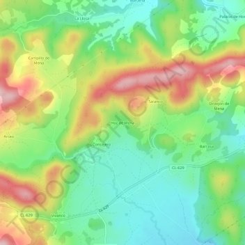 Mapa topográfico Hoz de Mena, altitud, relieve