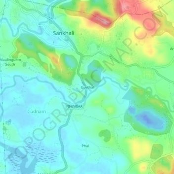 Mapa topográfico Guvthal, altitud, relieve