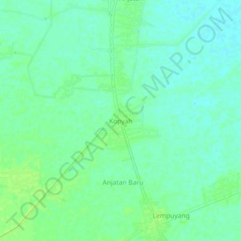 Mapa topográfico Kopyah, altitud, relieve