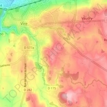 Mapa topográfico Les Hauts Vents, altitud, relieve