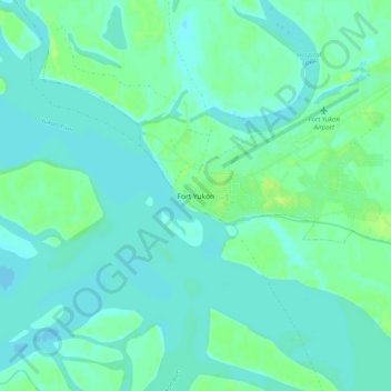 Mapa topográfico Fort Yukon, altitud, relieve