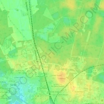 Mapa topográfico La Tuilerie, altitud, relieve