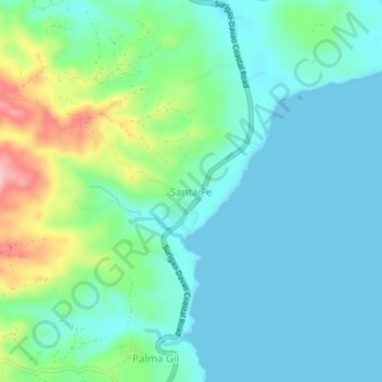 Mapa topográfico Santa Fe, altitud, relieve
