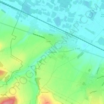 Mapa topográfico Les Cerisiers, altitud, relieve