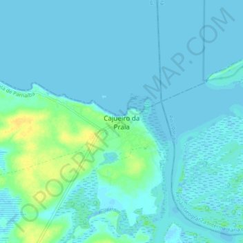 Mapa topográfico Cajueiro da Praia, altitud, relieve