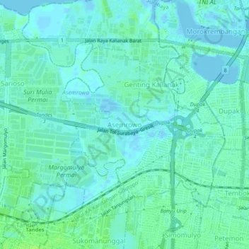 Mapa topográfico Asemrowo, altitud, relieve