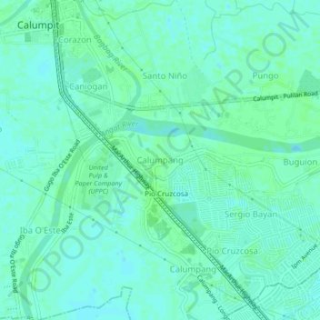 Mapa topográfico Calumpang, altitud, relieve