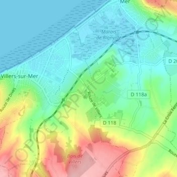 Mapa topográfico Les Champs Rabats, altitud, relieve