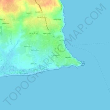 Mapa topográfico Kerlosquen, altitud, relieve