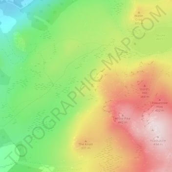 Mapa topográfico Birkby Fell, altitud, relieve