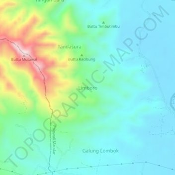 Mapa topográfico Limboro, altitud, relieve