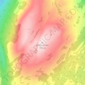 Mapa topográfico Storhavren, altitud, relieve