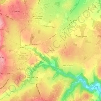 Mapa topográfico Le Milon, altitud, relieve