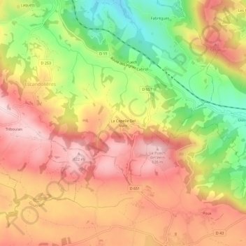 Mapa topográfico La Capelle Del Vern, altitud, relieve