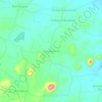 Mapa topográfico Kavanapura, altitud, relieve