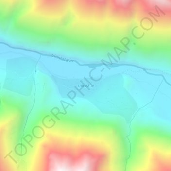 Mapa topográfico Shimshal, altitud, relieve