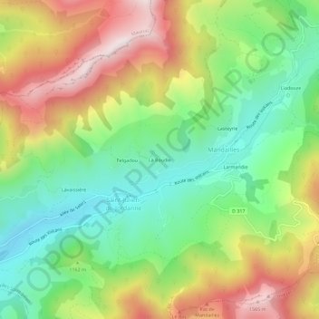 Mapa topográfico La Boudie, altitud, relieve