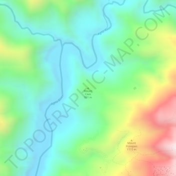 Mapa topográfico Mount Caas, altitud, relieve