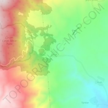 Mapa topográfico Çatak, altitud, relieve