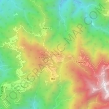 Mapa topográfico Bayacsan, altitud, relieve