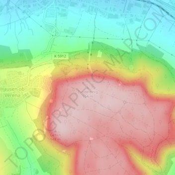 Mapa topográfico Zundelberg, altitud, relieve