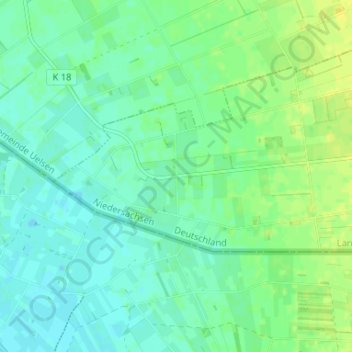 Mapa topográfico Getelomoor, altitud, relieve