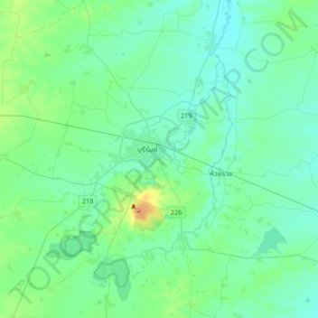 Mapa topográfico Isan, altitud, relieve
