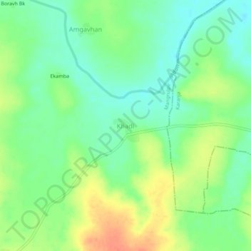 Mapa topográfico Khadi, altitud, relieve