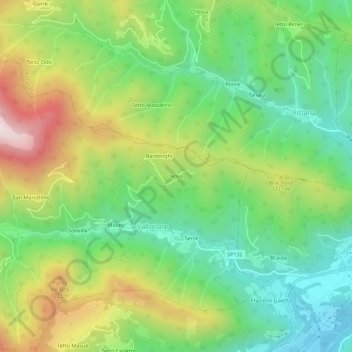 Mapa topográfico Nova, altitud, relieve