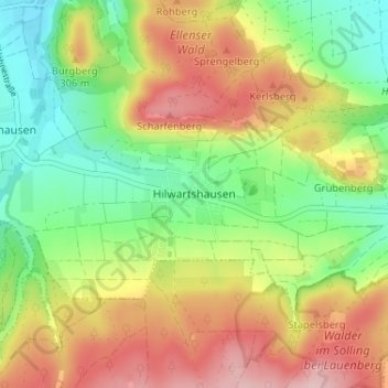 Mapa topográfico Hilwartshausen, altitud, relieve