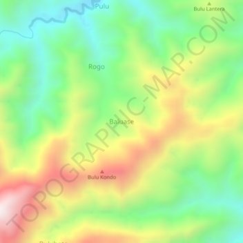 Mapa topográfico Baluase, altitud, relieve