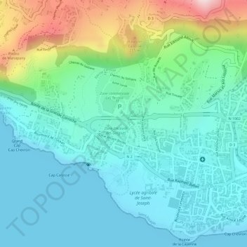 Mapa topográfico Les Grègues, altitud, relieve