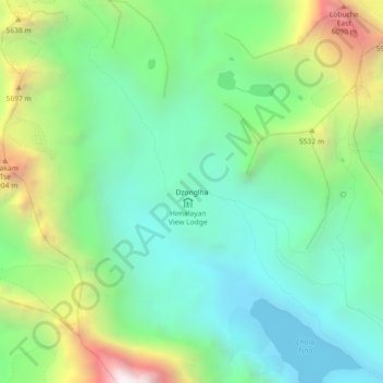 Mapa topográfico Dzonglha, altitud, relieve